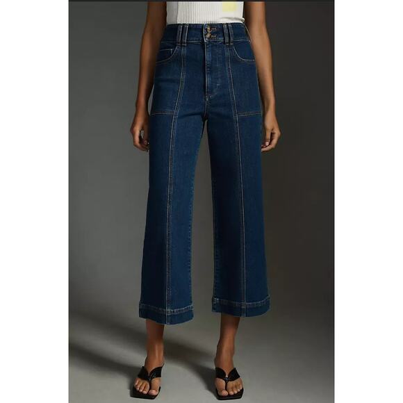 Anthropologie Pilcro Jeans Size 25 The Skipper Seamed High-Rise Crop Wide-Leg - Picture 10 of 12